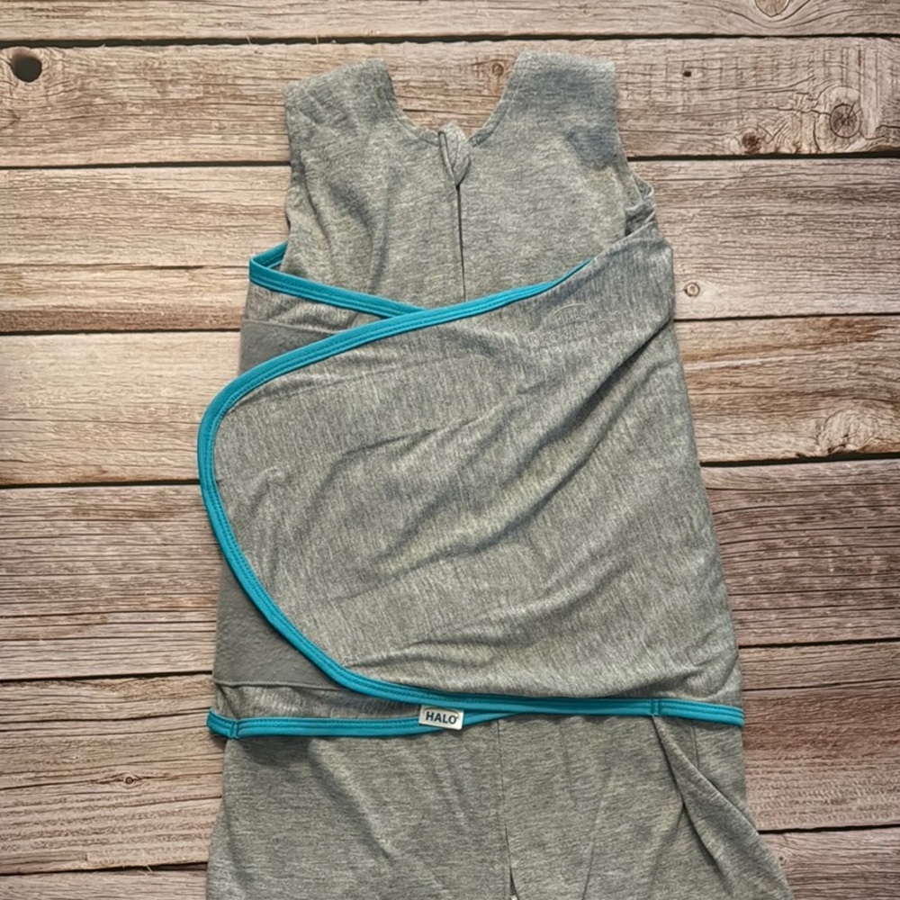 Halo SleepSack in Gray with Blue Trim